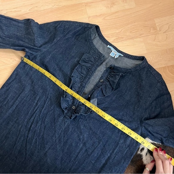 DRAPER‎ JAMES Chambray Ruffle Shift Dress Size 10 - Picture 8 of 11